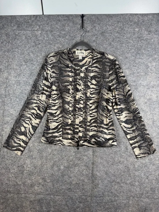 Vintage Joseph Ribkoff Animal Print Zip Up Cardigan Size 10 Maximalist Eclectic - Picture 2 of 16